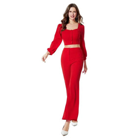 2023 New Autumn and Winter Hot Selling Women Casual Long Sleeve Solid Color Flared Pants Suit