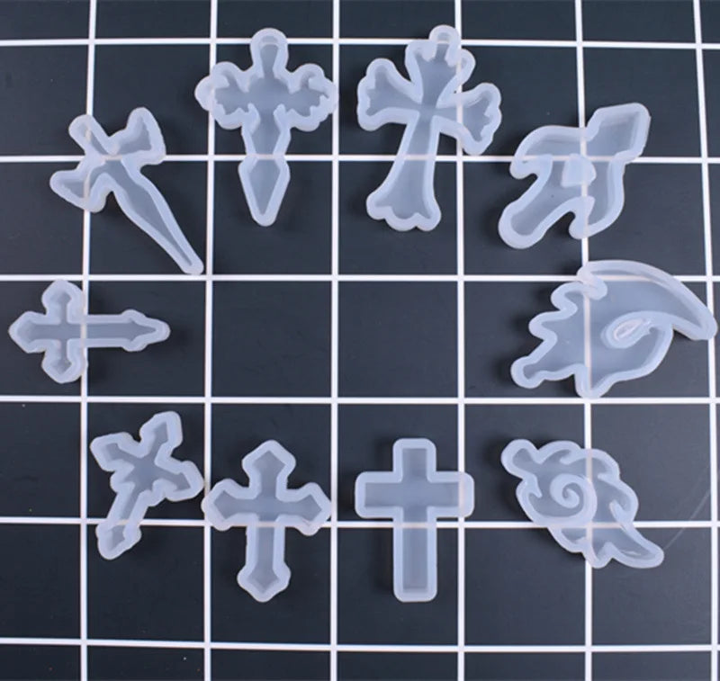 M085 Mini Ankh Pendant Keychain Mold Looped Cross Anubis Maat Egypt Shiny Mold for Resin Jewelry Charm Silicone Silicon Molds