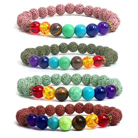 Wholesale Volcanic Rock Stone Men S Reiki 7 Chakra Healing Beads Colourful Lava Spring String Mala Buddha Bangles Na Bracelet