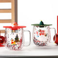 2024 Creative High Borosilicate New Christmas Tree Cup Heat Resistant Double Wall Cup Flowing Sequin Christmas Glass Cups