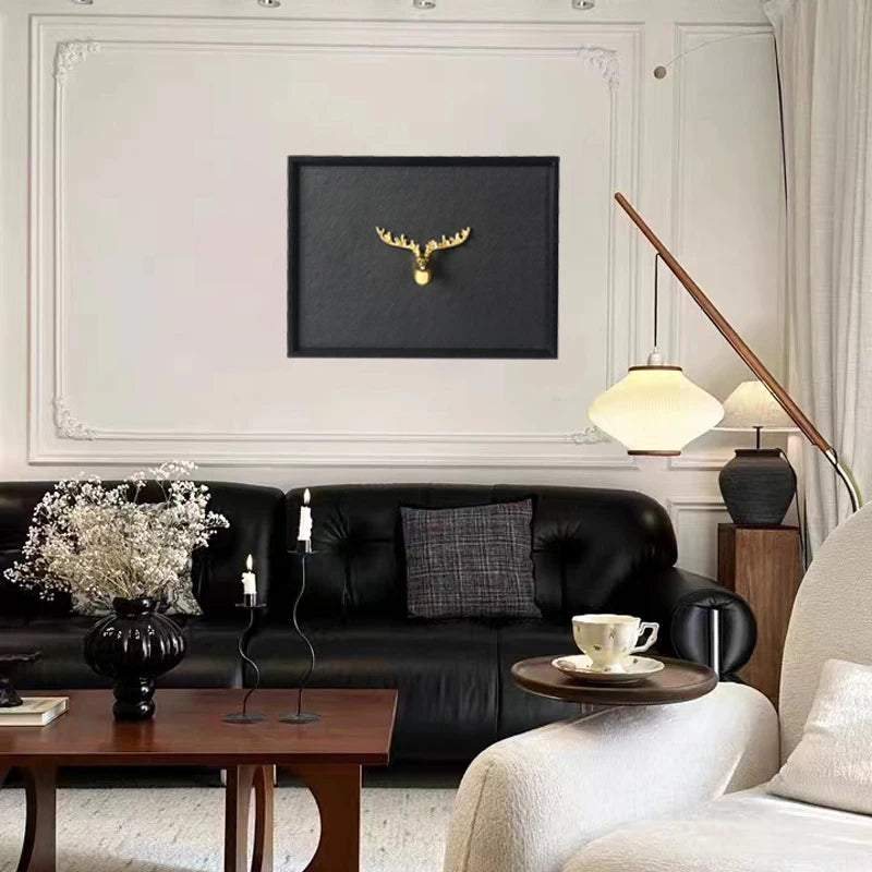 Custom Design Modern Luxury Decorative Living Dining Room 3D Wall Painting Creative Deer Head Personalized Hanging Wall Painting