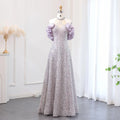 Sparkly Sequin Off Shoulder Purple Evening Dresses 2024 Elegant Crystal Formal Dress for Women Wedding Party SZ507