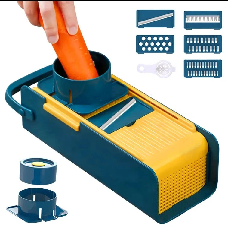 Kitchen Gadget All in 1 Multi Functional Manual Stainless Steel Mandolin Slicer Vegetable Cutter Chopper