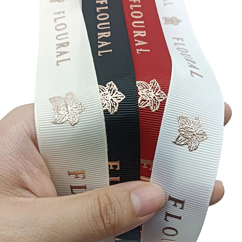 Wholesale Best Price Custom Logo Printed White Satin Ribbon Polyester Flower Ribbon for Gift Packaging Luster Style
