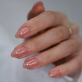 BTArtbox Short Almond Artificial Fingernails False Fake Nails With Glue Wholesale Soft Gel X Nude Glitter Press on Nails Bulk