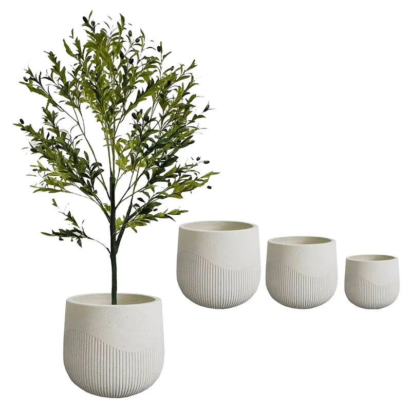 Modern Outdoor Big Fiber Clay Flower Pot Home Balcony Fiberglass Pot Popular Large Concrete Garden Hotel Decorative Flowerpot