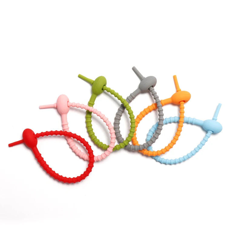 Factory Outlet Reusable Cable Tie Silicone Bag Twist Tie Organizing Cord Zip Robe Flexible Silicone Strap Ties