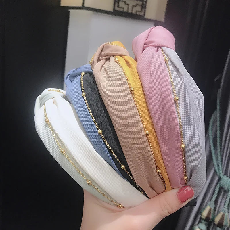 Fashion Sports Headbands Chain Double Color Hairband Knot Headband