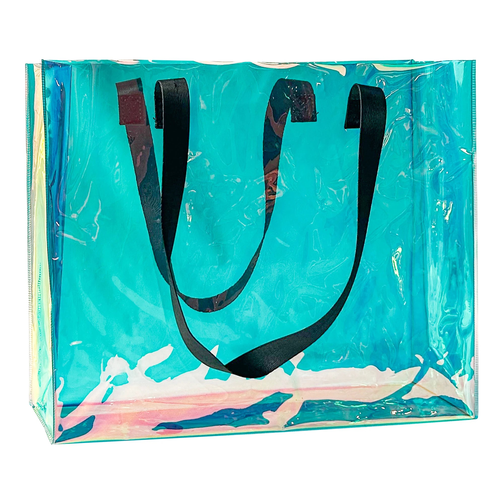 Custom Pvc clear Bag Waterproof Pvc Plastic Shopping Bag Holographic Transparent Waterproof Diy Pvc Gift Tote Bag