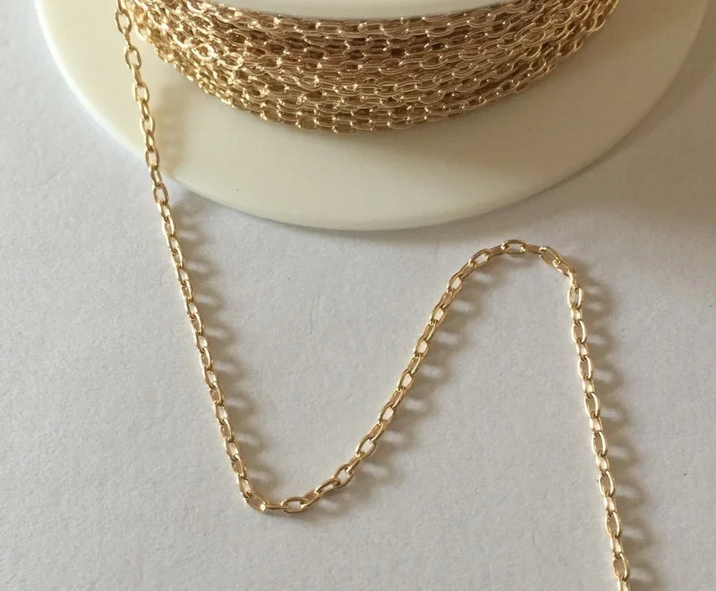 Wholesale 14K Gold Filled Long Link Cable Premium 14K Cable Chain for Jewelry Making Jewelry Findings & Components