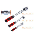 YUHANG OEM 72-Tooth Quick-Release Reversible Carbon Steel Industrial Grade 3-Piece Extendable Ratchet Set 1/2 3/8 1/4-Inch Drive