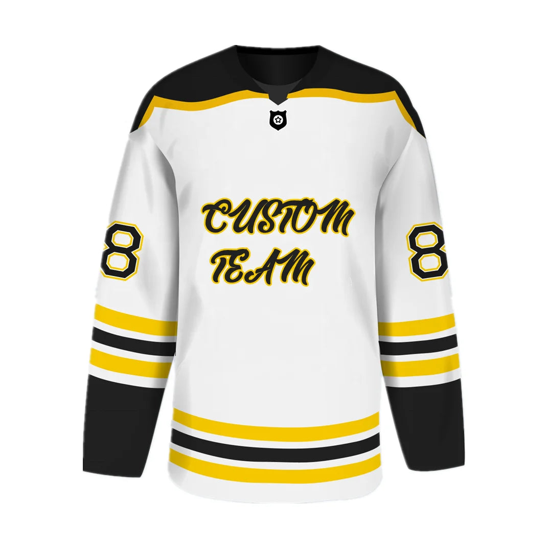 Sublimated Man Ice Hockey Jersey 100% Polyester 220g White Custom Team Wholesale Manufacturer