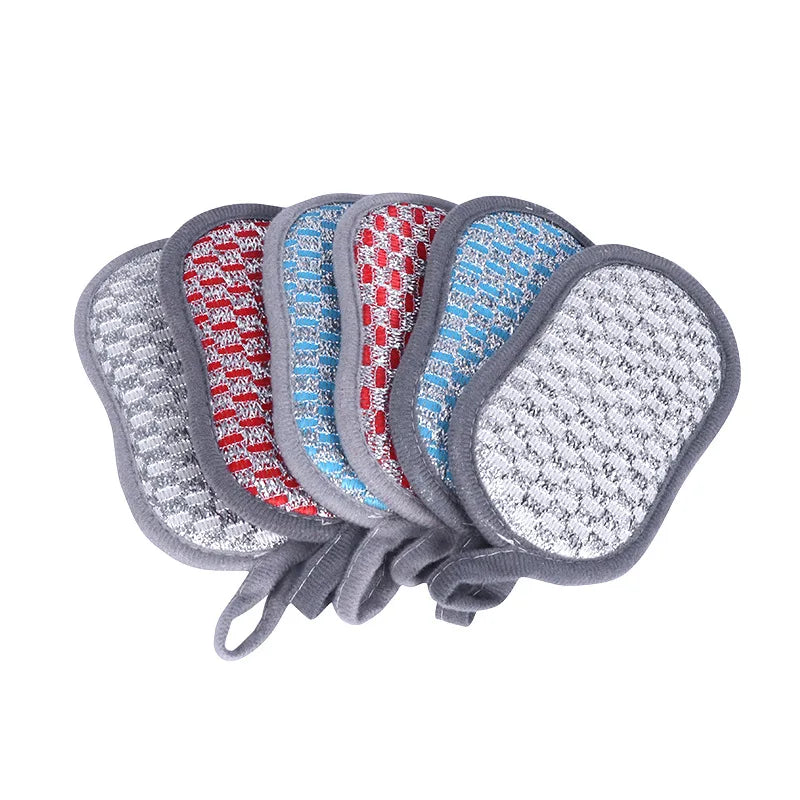 Double-Sided Multifunctional Dishwashing Magic Sponge Hard Silver Cloth on Both Sides Made of Polyester for Kitchen Use