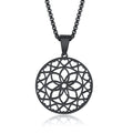 Stainless Steel Mandala Metatron Pendant Collar Necklace Men Flower of Life Sacred Geometry Necklaces