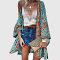Women Cardigan Summer Open Front Bohemian Floral Printed Blouse Kimono Casual Loose Beach Tops Vintage Long Sleeve Blusas