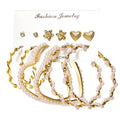 Pearl Earring Set Fashion Gold Metal Earing Butterfly Circle Geometric Vintage Earring for Women Jewelry