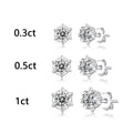 925 Silver Stud Earrings DEF VVS Claw Set halo Classic Snowflake Moissanite Studs Round Cut Loose Gemstones Moissanite Earrings