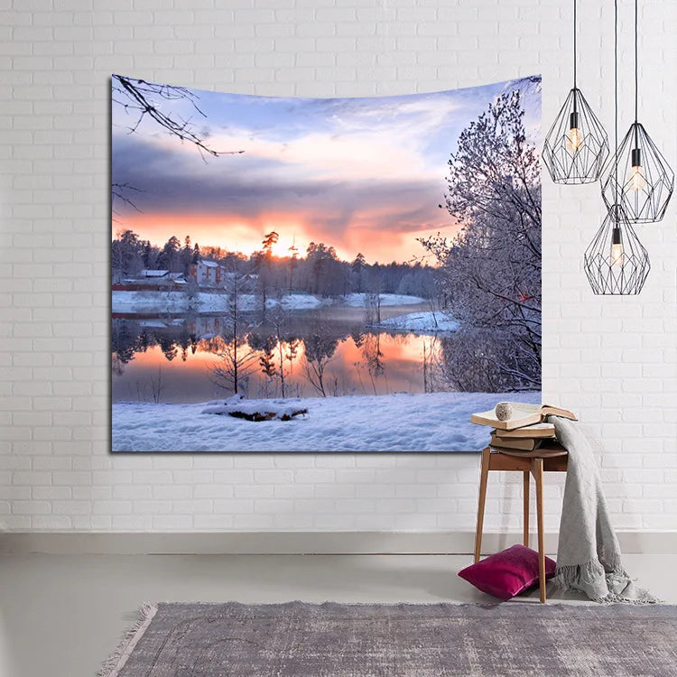 Hot Sale Forest Tapestry Woods Hanging Cloth Sky Background Cloth Tapestry Home Decoration Printing Sunset  Tapestries