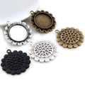 20mm Inner Size Antique Silver Plated Black Bronze Classic Style Cabochon Base Setting Charms Pendant Blank Bezel Trays