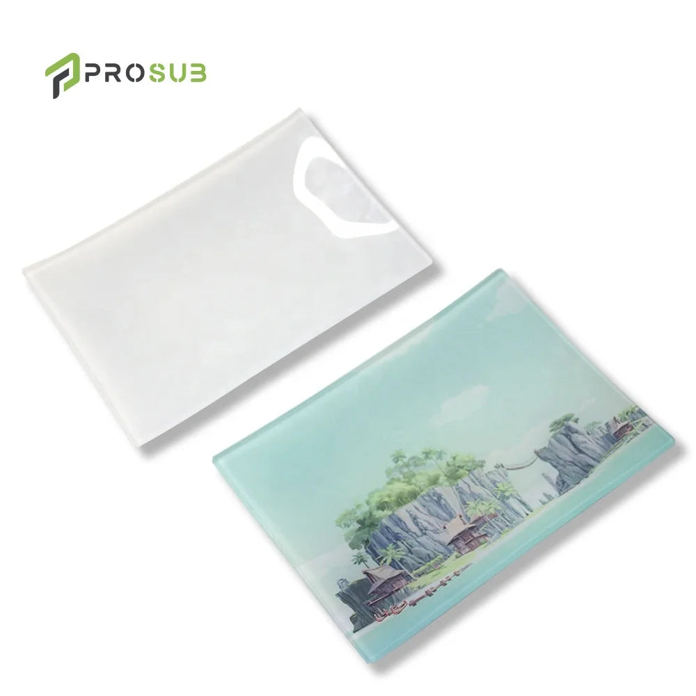 Prosub Wholesale Sublimation Tempered Glass Photo Plate Rectangle Round Steak Fruit Trays Blank Sublimation Plates