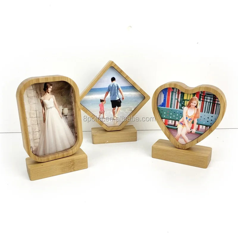 New Products Personalized Gift Sublimation Blank Bamboo Photo Frame for Heat Transfer