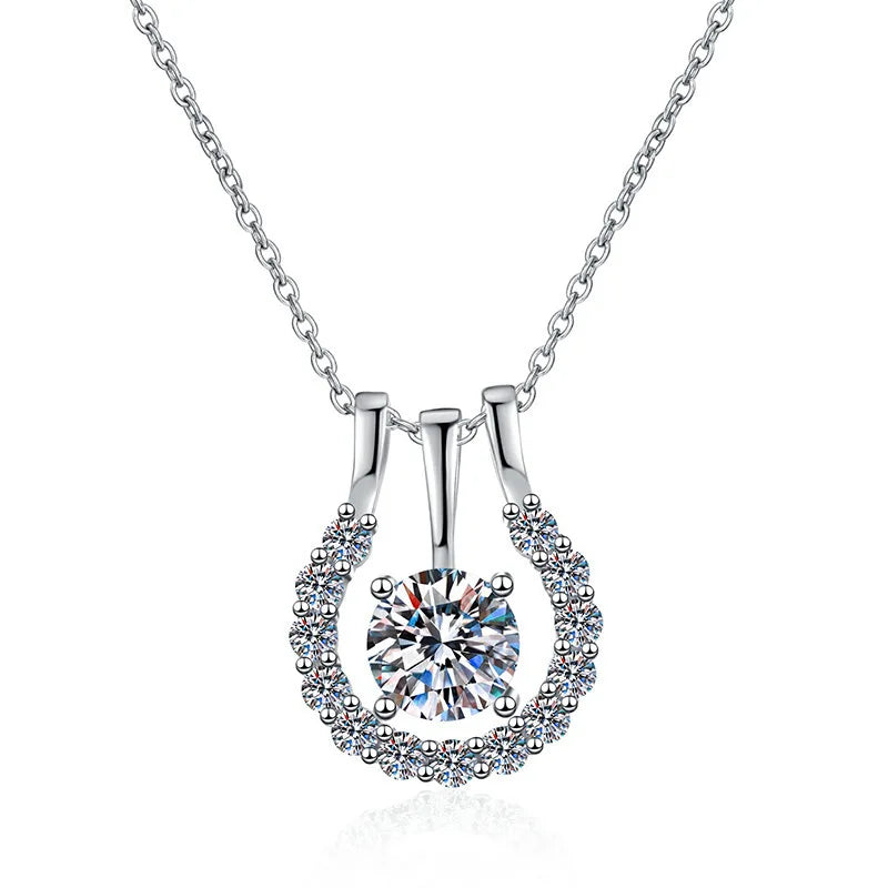Hot S925 Sterling Silver Mosan Diamond Pendant Necklace a Two-Way Wear Carat D Color Moissanite Link Chain for Anniversaries