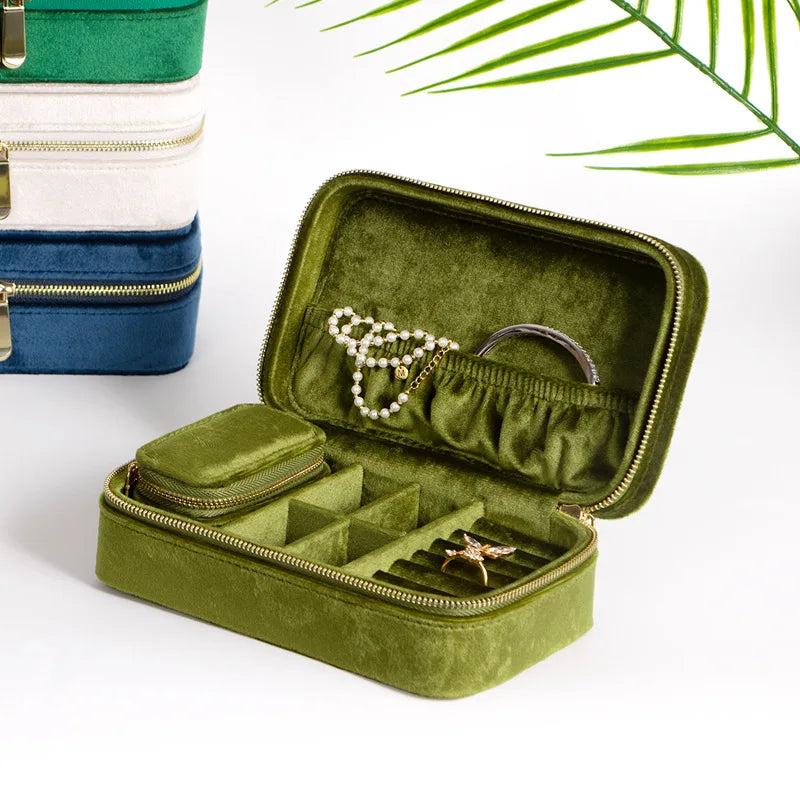 SSeeSY Mini Portable Custom Logo Bracelet Ring Necklace Travel Velvet Jewelry Storage Cases Packaging Box Organizer