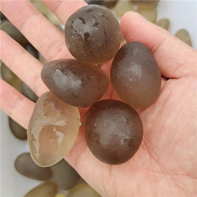 Natural Raw Rough Smoky Crystal Quartz Palm Stones for Healing