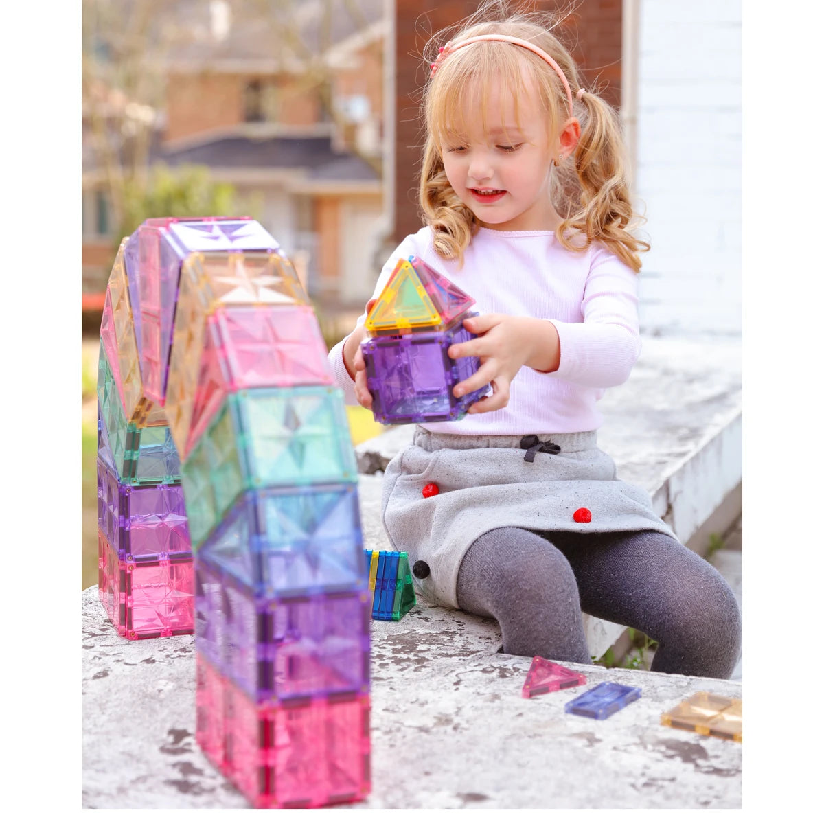 Mntl 42Piece Star Magnetic Tiles Building Kids Educational Magnetic Construction Tiles Building Blocks for Kids