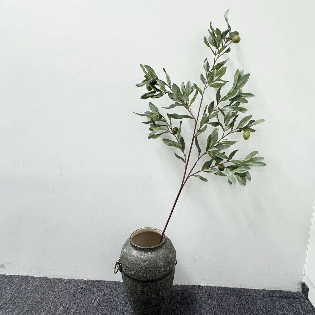 Wholesale Luxury M569 Real Touch Faux Olive Artificial Silk Flower Long Stem Green Home Decor for Christmas