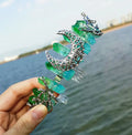 HZ New Arrival Natural Plating Rainbow Crystal Moon Ancient Silver Branch Blue Green Hair Comb Crown Headband