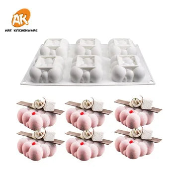 AK 6cavity Square Cloud Silicone Mousse Cake Moulds for Bakery Jelly Moulds Pastry Baking Tools Handmade Candle Soap Mould MC145