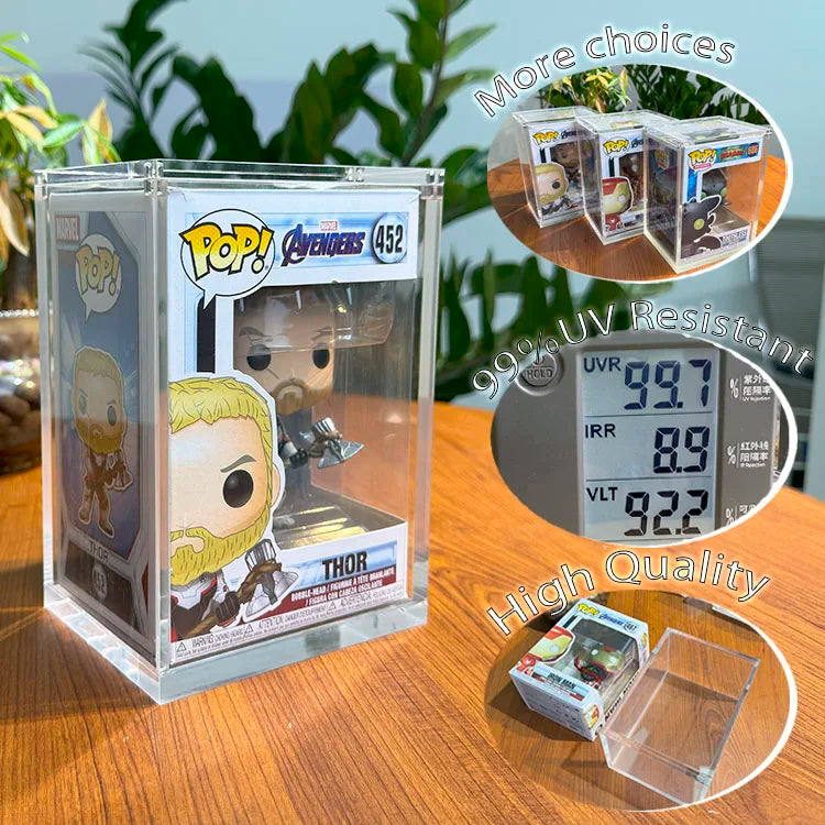 Custom 4mm Thick Clear for Funko for Pop Acrylic Protection Box Strong Magnet Lid for 6 Inch Marvel Figure Display Case Plastic