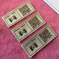 Straight Cut Natural Color Workable QR Code Clothing Woven Labelsewing on Scanned Fabric Woven Tags for Hats