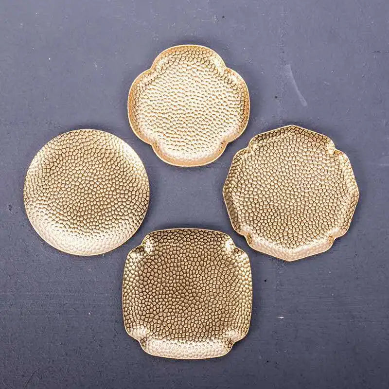 Copper Coaster Retro Tea Cup Heat Proof Mat Cup Saucer Cup and Saucer Japanese Style Kung Fu Tea Set Tea Ceremony Utensils