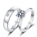 Simple Silver Color Couple Rings Fashion Wedding Couple Rings Cubic Zirconia Eternity Band Valentines Day Jewelry Gift