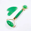HZ Hot Sell 2 in 1 Vibrating Jade Facial Massager Roller Set Electric Green Aventurine Roller for Face