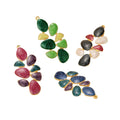 Stainless Steel Dripping Oil Contrast Flower Colored Enamel Leaf Long  Pendant Earrings Accessory