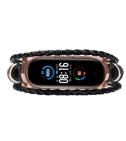 For Mi Band 4 watch Fashion Retro Strap For Mi Band 3/4 Wrist Strap Leather Strap Replacement Leather Beading Bracelet