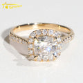 Top Quality Halo Design 14k Yellow Gold Lab Grown Diamond Moissanite Engagement Rings for Women