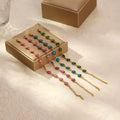 Fashion 18k Gold Plated Stainless Steel Beaded Bracelet Minimalist Elastic Colorful Beaded Charm Bracelet for Girls Women Party