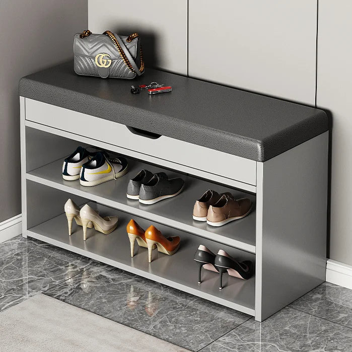 Luxurious Wooden Shoe Rack with Comfortable Seat and Built-In Storage Bench Custom Vertical Shelf Organizer for Bathroom Use
