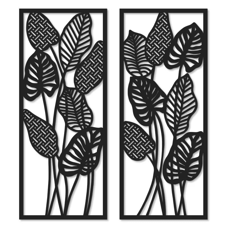 Tailai  2 Pcs Tropical Leaves Wood Wall Art Decor Wooden Sign Boho Wall Decoration Hanging Wall Pendiments Housewarming Gifts