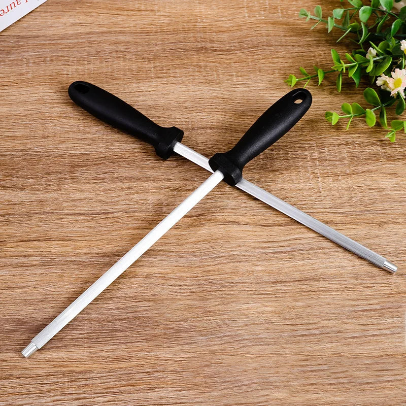 Professional Grinding Tool Long Manual Knife Sharpener Rod with Plastic pp Handle for Outdoor Black