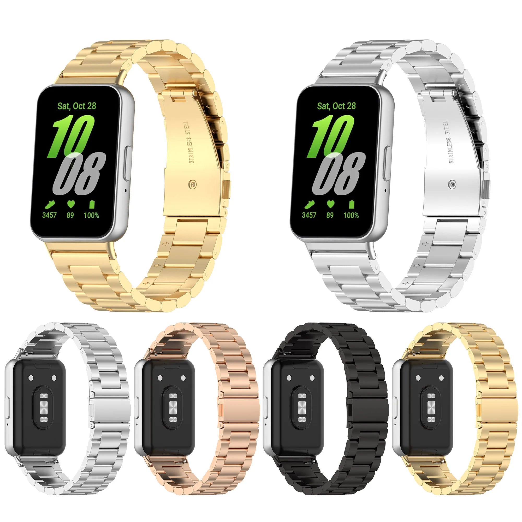 ShanHai Metal Stainless Steel Strap for Samsung Galaxy Fit 3 Fit3 SM-R390 Smart Watch Wristband Watchband Bracelet Accessories