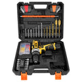 21V Impact Lithium Battery Hammer Drill 105pcs Household Tool Set Home Combination Hand Tool Box Set Charging Hard Case Packaged