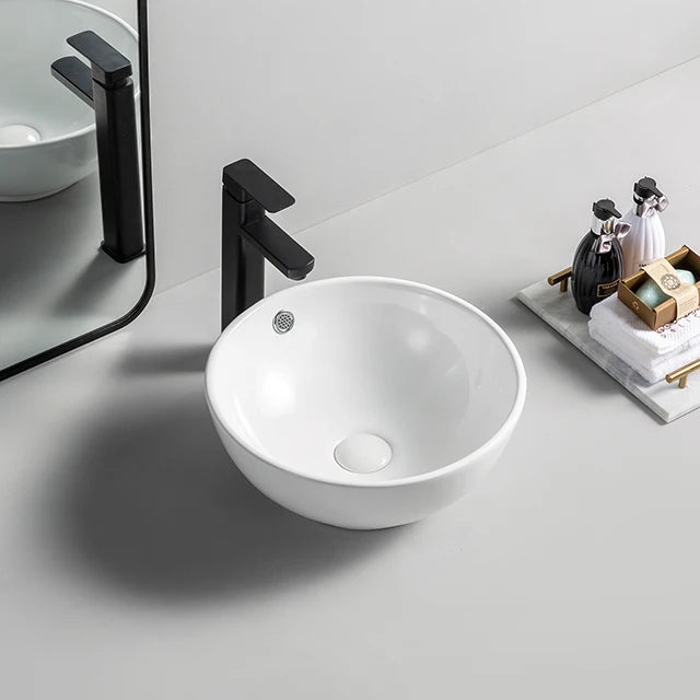 ODM OEM Sanitary Ware Ceramic Bathroom Lavatory Sink Round Shape Countertop Wash Hand Basin