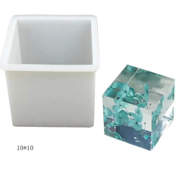 HY 10cm/4" Super Large Cube Square Silicone Mold Resin Casting Molding Square Resin Mold