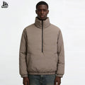 Custom Men's Smock Funnel Neck Half Zip Pullover Down Puffer Padded Jacket Stand Collar Winter