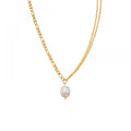 Minimalist Fashion Women Jewelry Stainless Steel Double Layer Gold Plated 18K Real Fresh Water Pearl Necklace